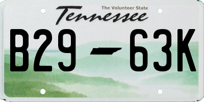 TN license plate B2963K
