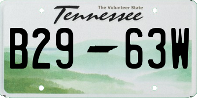 TN license plate B2963W