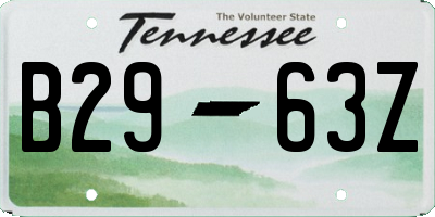 TN license plate B2963Z