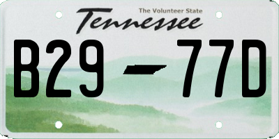TN license plate B2977D