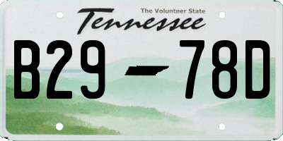 TN license plate B2978D