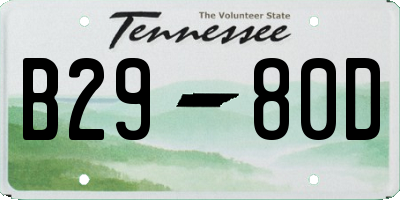 TN license plate B2980D