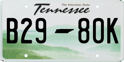 TN license plate B2980K