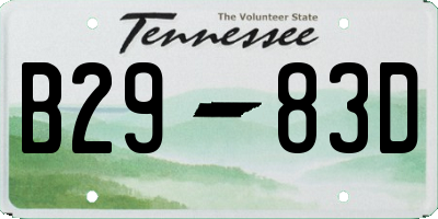 TN license plate B2983D