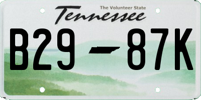 TN license plate B2987K