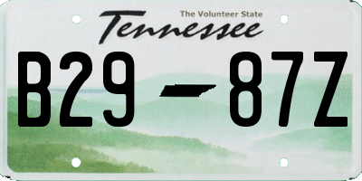 TN license plate B2987Z