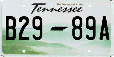 TN license plate B2989A