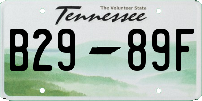 TN license plate B2989F