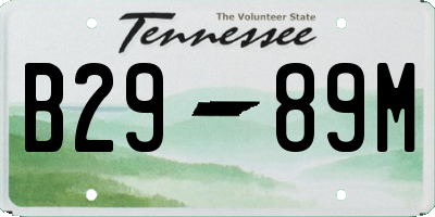 TN license plate B2989M