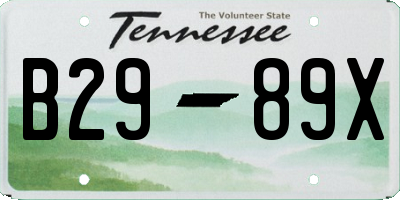 TN license plate B2989X