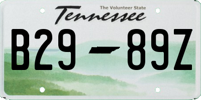 TN license plate B2989Z