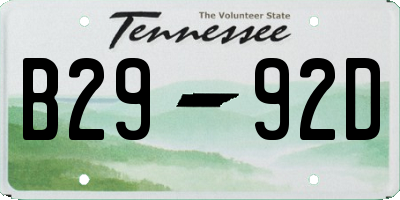 TN license plate B2992D