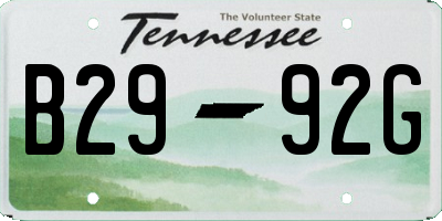 TN license plate B2992G