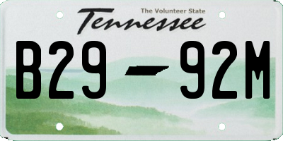 TN license plate B2992M