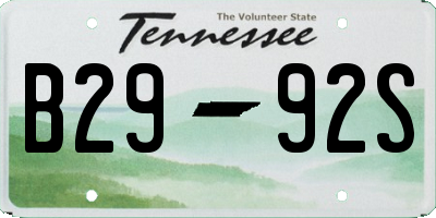 TN license plate B2992S