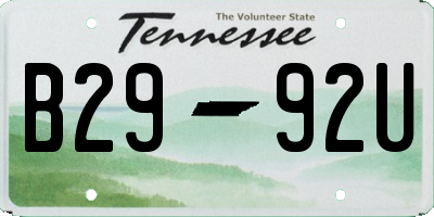 TN license plate B2992U