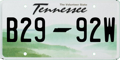 TN license plate B2992W