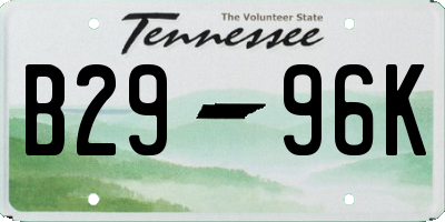 TN license plate B2996K
