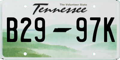 TN license plate B2997K