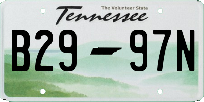 TN license plate B2997N
