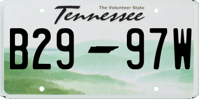 TN license plate B2997W