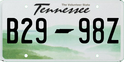 TN license plate B2998Z