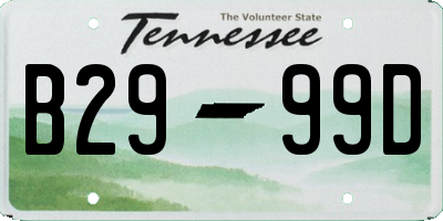 TN license plate B2999D