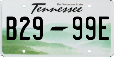TN license plate B2999E