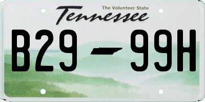 TN license plate B2999H