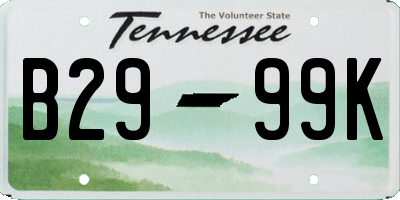 TN license plate B2999K