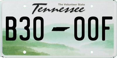 TN license plate B3000F