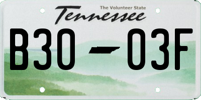 TN license plate B3003F