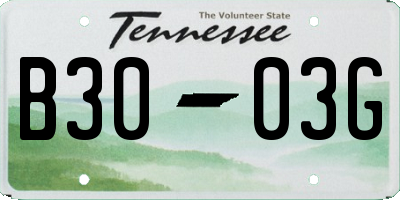TN license plate B3003G
