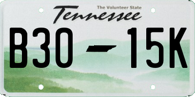 TN license plate B3015K