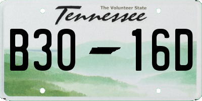 TN license plate B3016D