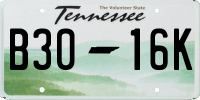 TN license plate B3016K
