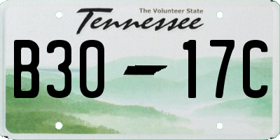 TN license plate B3017C