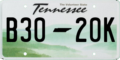 TN license plate B3020K
