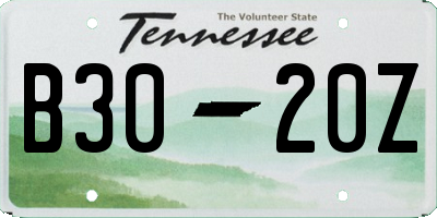TN license plate B3020Z