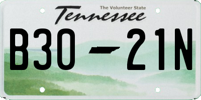 TN license plate B3021N