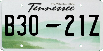 TN license plate B3021Z
