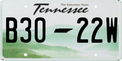 TN license plate B3022W