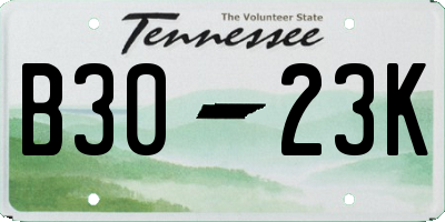 TN license plate B3023K