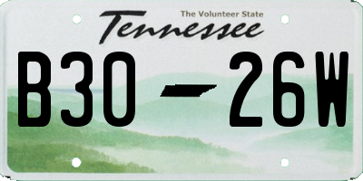 TN license plate B3026W
