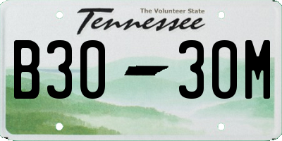 TN license plate B3030M