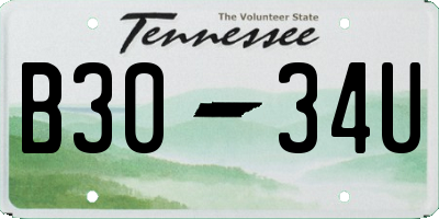 TN license plate B3034U