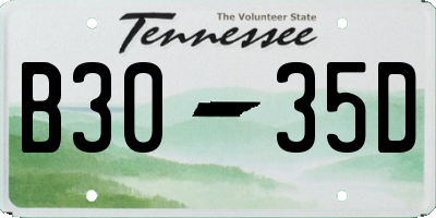 TN license plate B3035D