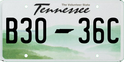 TN license plate B3036C