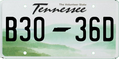 TN license plate B3036D