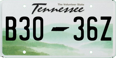 TN license plate B3036Z